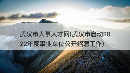 武汉市人事人才网(武汉市启动2022年度事业单位公开招聘工作)
