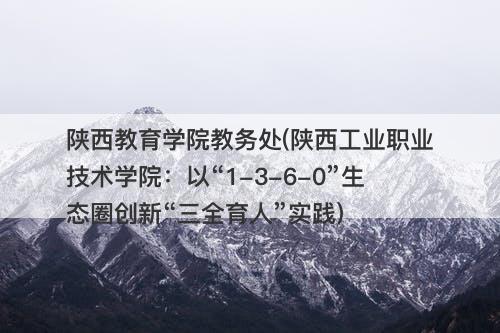 陕西教育学院教务处(陕西工业职业技术学院：以“1-3-6-0”生态圈创新“三全育人”实践)-图1