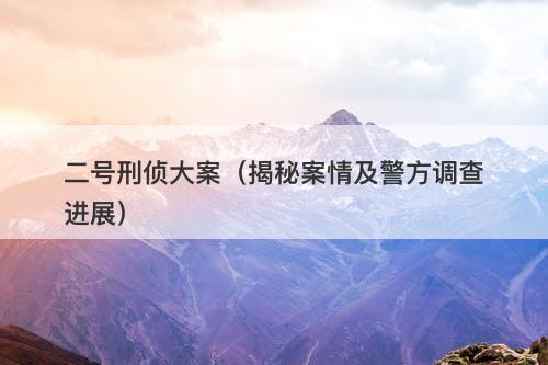 二号刑侦大案（揭秘案情及警方调查进展）-图1