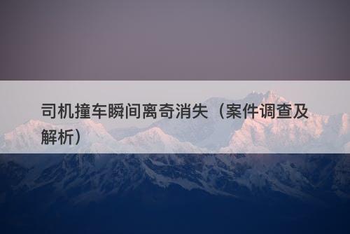司机撞车瞬间离奇消失（案件调查及解析）-图1