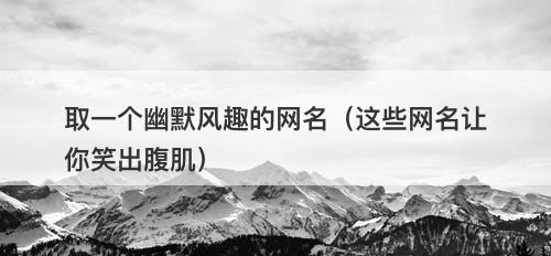 取一个幽默风趣的网名（这些网名让你笑出腹肌）