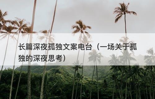 长篇深夜孤独文案电台（一场关于孤独的深夜思考）