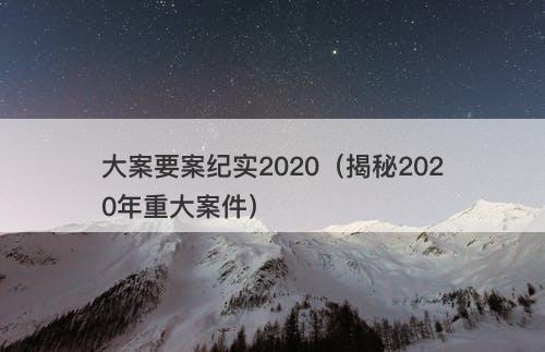 大案要案纪实2020（揭秘2020年重大案件）-图1