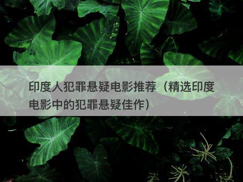 印度人犯罪悬疑电影推荐（精选印度电影中的犯罪悬疑佳作）