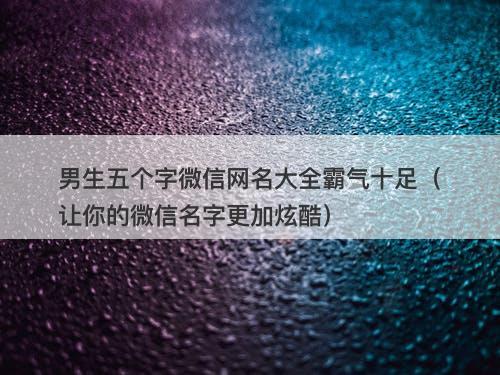 男生五个字微信网名大全霸气十足（让你的微信名字更加炫酷）
