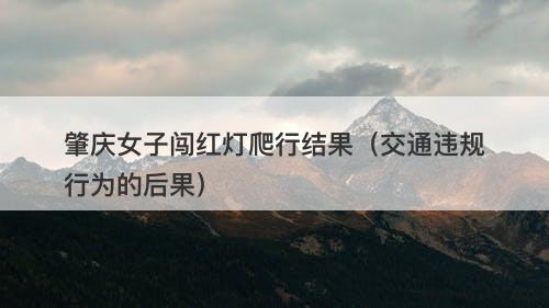 肇庆女子闯红灯爬行结果（交通违规行为的后果）-图1