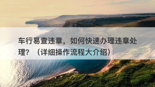 车行易查违章，如何快速办理违章处理？（详细操作流程大介绍）