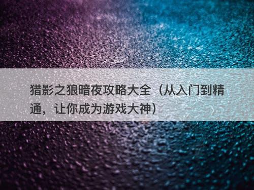 猎影之狼暗夜攻略大全（从入门到精通，让你成为游戏大神）