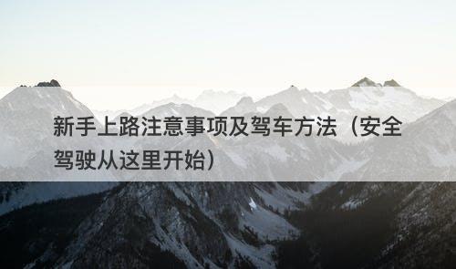 新手上路注意事项及驾车方法（安全驾驶从这里开始）