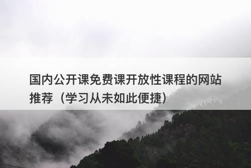 国内公开课免费课开放性课程的网站推荐（学习从未如此便捷）