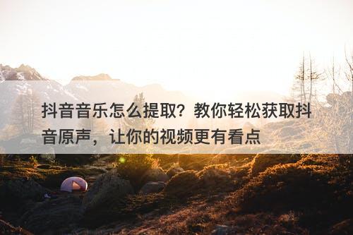 抖音音乐怎么提取？教你轻松获取抖音原声，让你的视频更有看点