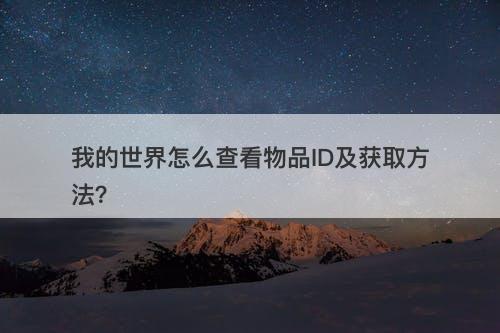 我的世界怎么查看物品ID及获取方法？