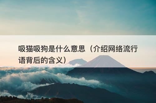 吸猫吸狗是什么意思（介绍网络流行语背后的含义）