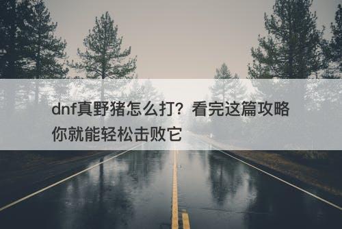 dnf真野猪怎么打？看完这篇攻略你就能轻松击败它