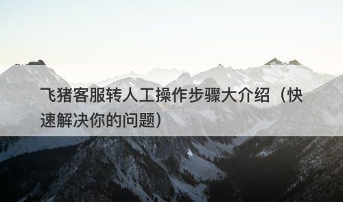 飞猪客服转人工操作步骤大介绍（快速解决你的问题）