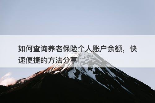 如何查询养老保险个人账户余额，快速便捷的方法分享