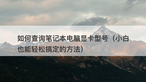 如何查询笔记本电脑显卡型号（小白也能轻松搞定的方法）