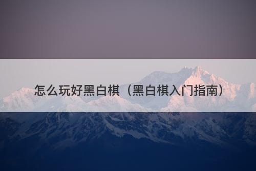 怎么玩好黑白棋（黑白棋入门指南）