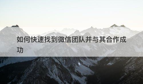 如何快速找到微信团队并与其合作成功