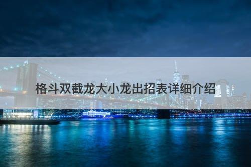 格斗双截龙大小龙出招表详细介绍