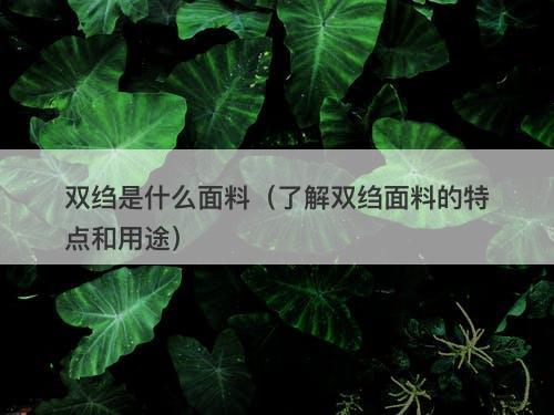双绉是什么面料（了解双绉面料的特点和用途）