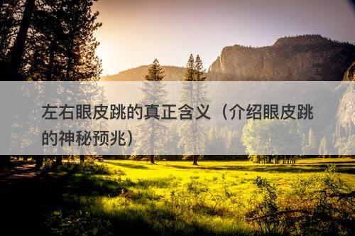 左右眼皮跳的真正含义（介绍眼皮跳的神秘预兆）