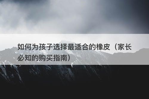 如何为孩子选择最适合的橡皮（家长必知的购买指南）-图1
