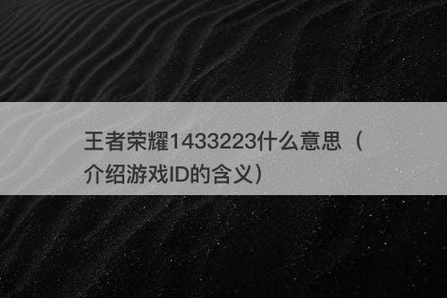 王者荣耀1433223什么意思（介绍游戏ID的含义）