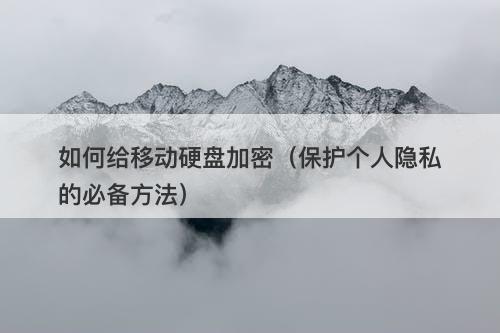 如何给移动硬盘加密（保护个人隐私的必备方法）
