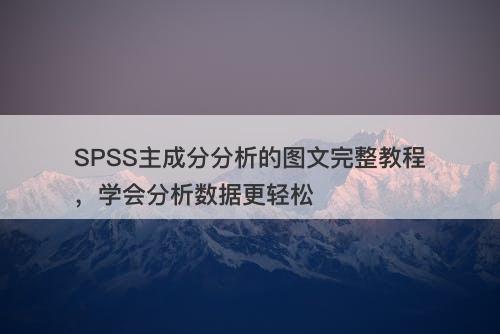 SPSS主成分分析的图文完整教程，学会分析数据更轻松