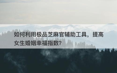 如何利用极品芝麻官辅助工具，提高女生婚姻幸福指数？