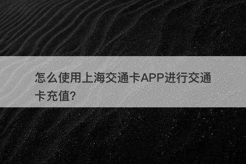 怎么使用上海交通卡APP进行交通卡充值？