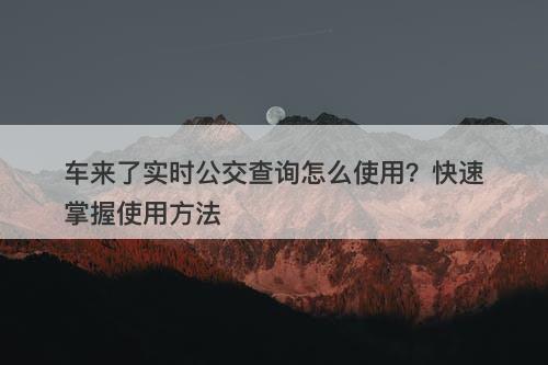 车来了实时公交查询怎么使用？快速掌握使用方法