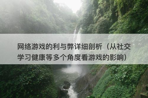 网络游戏的利与弊详细剖析（从社交学习健康等多个角度看游戏的影响）