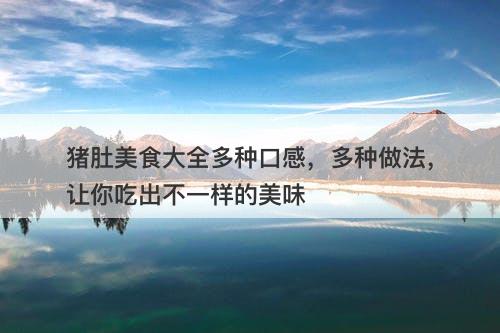 猪肚美食大全多种口感，多种做法，让你吃出不一样的美味