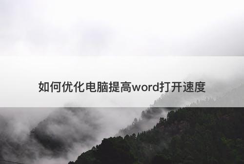 如何优化电脑提高word打开速度