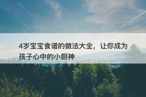 4岁宝宝食谱的做法大全，让你成为孩子心中的小厨神