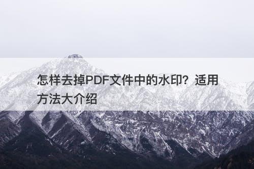 怎样去掉PDF文件中的水印？适用方法大介绍