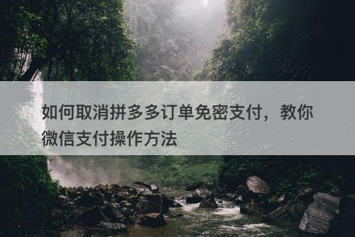 如何取消拼多多订单免密支付，教你微信支付操作方法