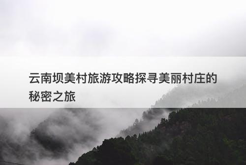 云南坝美村旅游攻略探寻美丽村庄的秘密之旅
