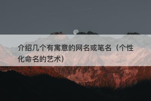 介绍几个有寓意的网名或笔名（个性化命名的艺术）