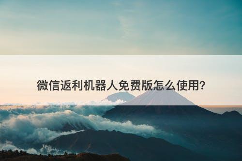微信返利机器人免费版怎么使用？