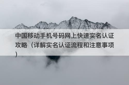 中国移动手机号码网上快速实名认证攻略（详解实名认证流程和注意事项）