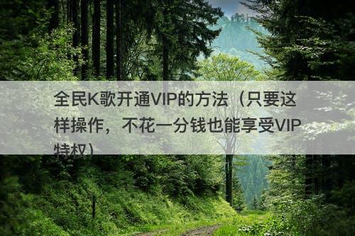 全民K歌开通VIP的方法（只要这样操作，不花一分钱也能享受VIP特权）