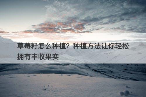 草莓籽怎么种植？种植方法让你轻松拥有丰收果实