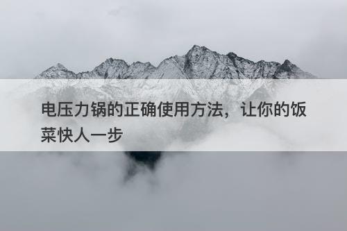 电压力锅的正确使用方法，让你的饭菜快人一步