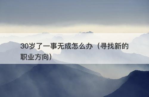 30岁了一事无成怎么办（寻找新的职业方向）