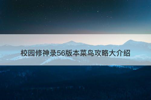 校园修神录56版本菜鸟攻略大介绍