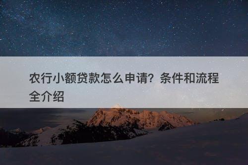 农行小额贷款怎么申请？条件和流程全介绍