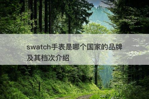 swatch手表是哪个国家的品牌及其档次介绍